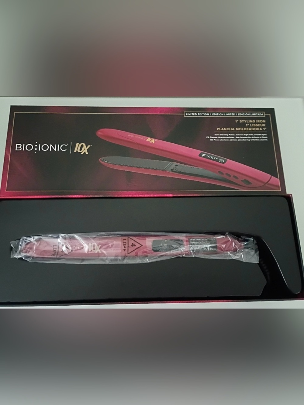 Bio ionic 10X velvet rouge hair Straightener - Professional Styling Iron